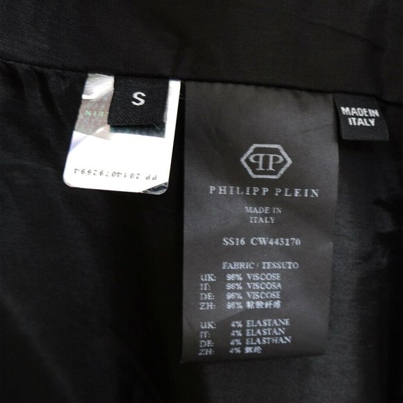 $3375 Philipp Plein Black Embellished Sleeveless Tuxedo 'Chopper' Dress Size S - Picture 10 of 10